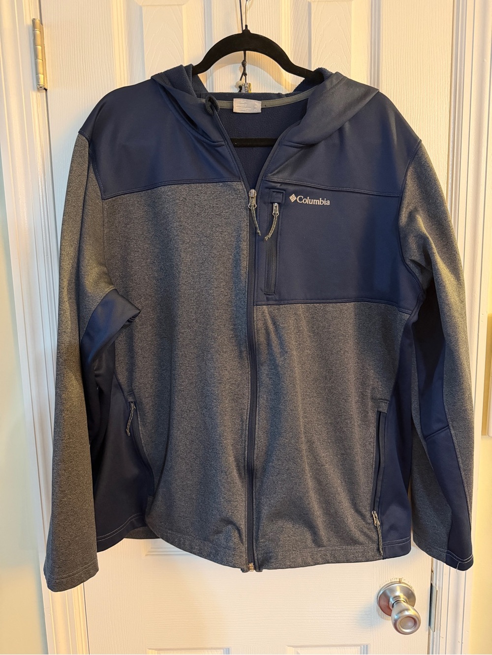 Columbia Men’s XL Blue Gray Hooded Full Zip Lightweight Jacket
